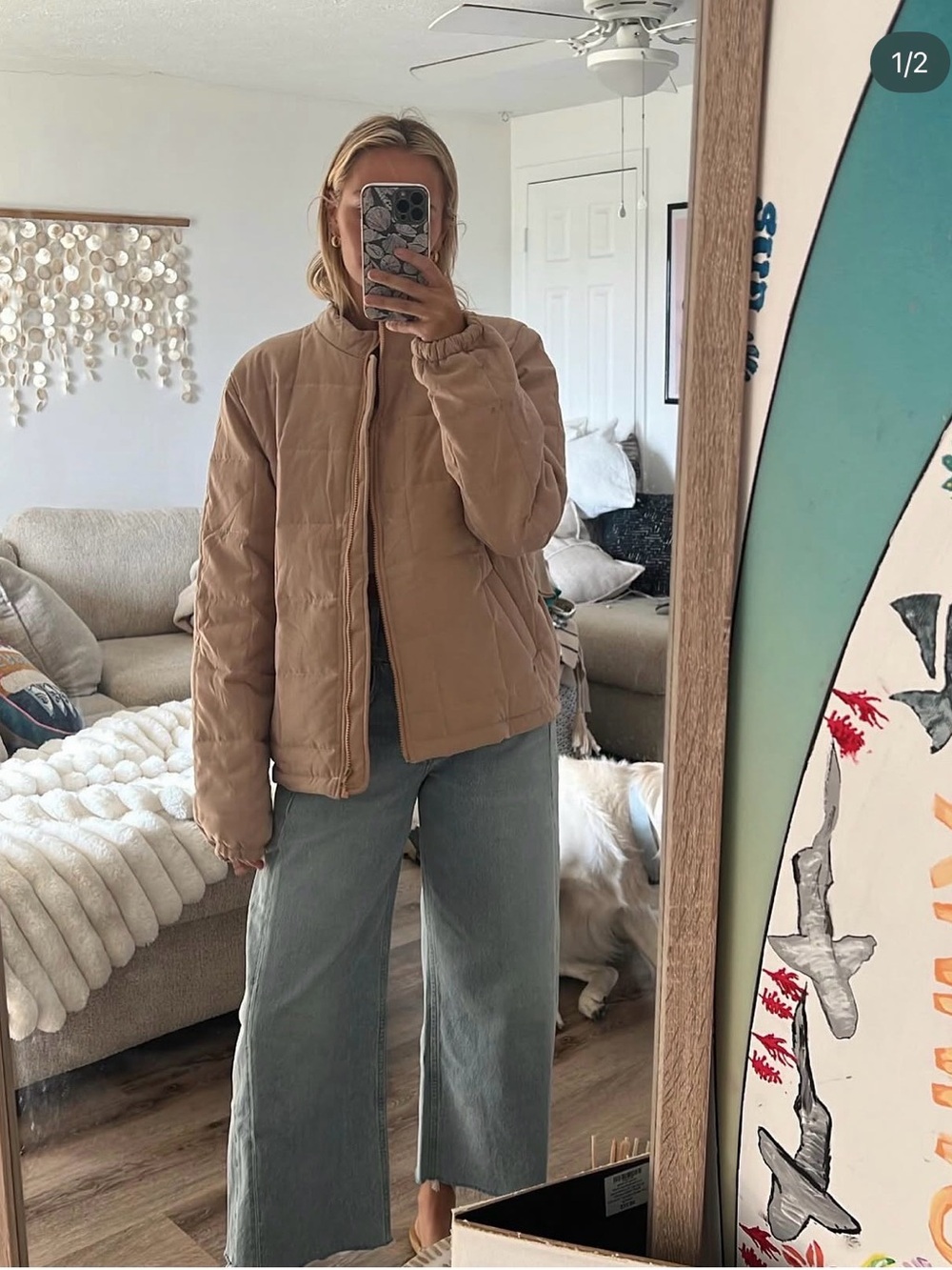 Everyday Quilted Puffer Jacket — Tan